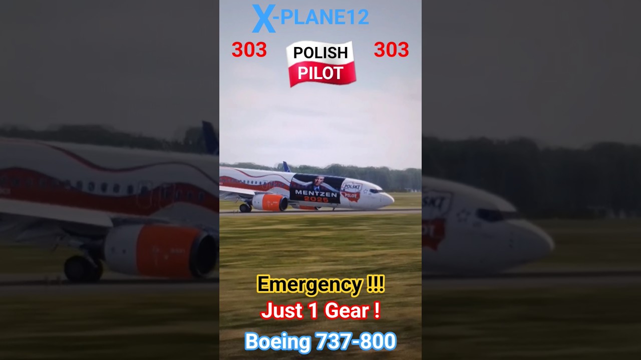 🛬🔥 Emergency Landing only 1 gear Boeing 737 Polish Pilot 303 Blood #shorts