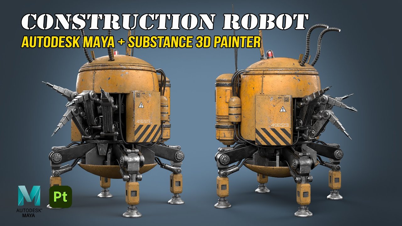 Construction Robot | Autodesk Maya + Substance 3D Painter