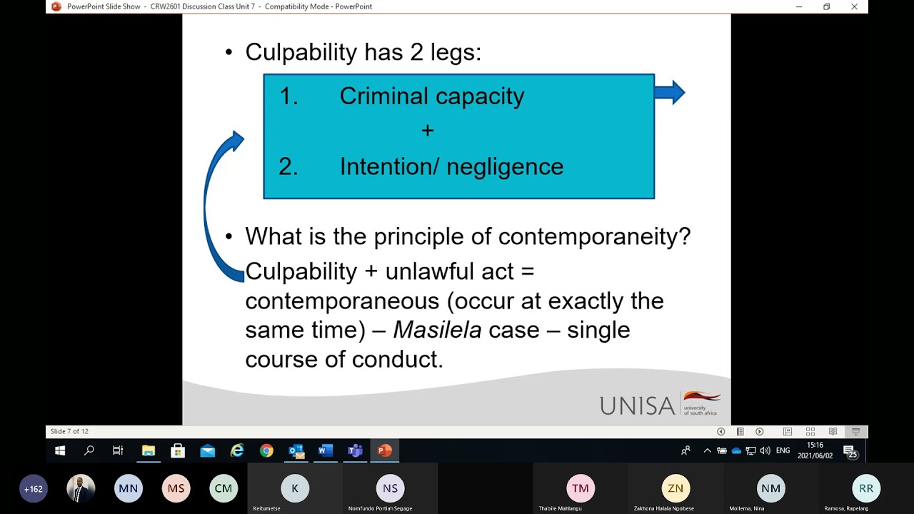 criminal Law CRW2601 STUDY UNIT 07 online class 2021 UNISA LLB