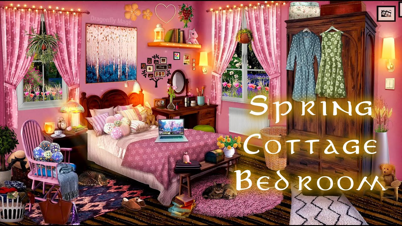 Cozy Spring Cottage Bedroom 🌷 ASMR spring morning ambience 🦋 (birds, gardening sounds)