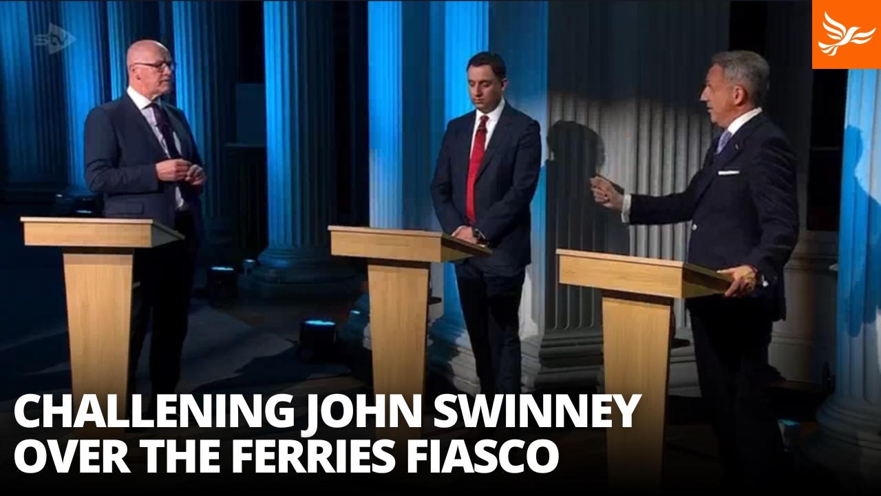 Alex Cole-Hamilton holds John Swinney to account over the ferries fiasco