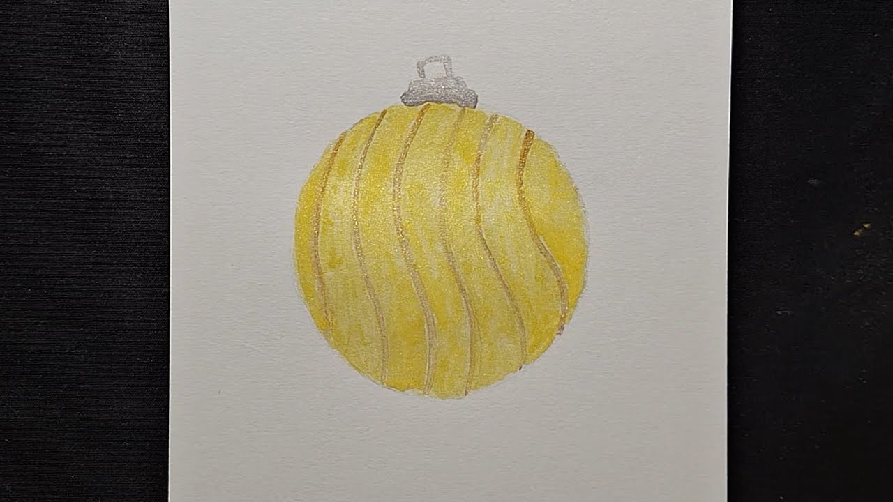 Crtam žuto zlatnu novogodišnju kuglicu, Jednostavan crtež (relax drawing)