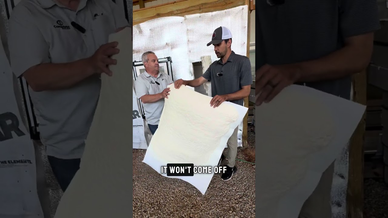 Testing how spray foam reacts behind double bubble wrap vs. house wrap.