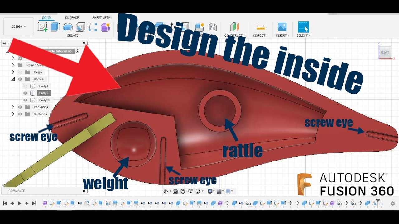 Design the inside of your fishing lures with Fusion360