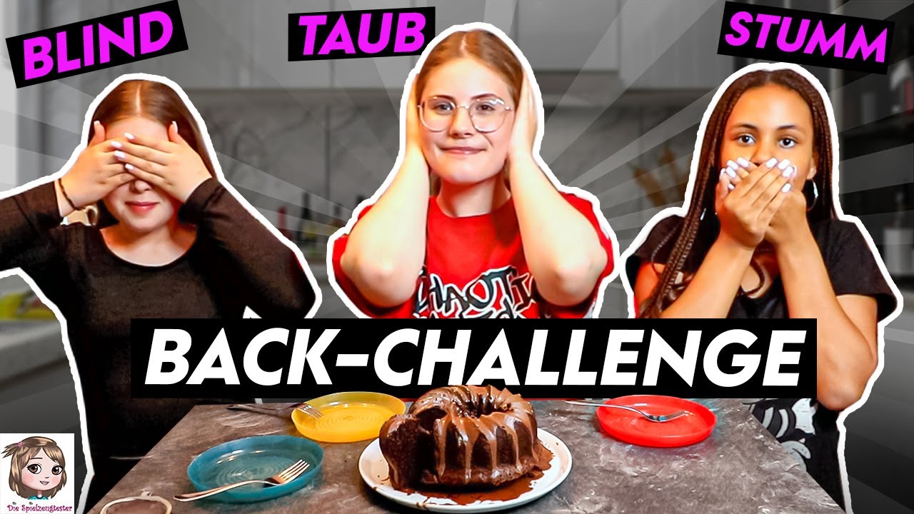 BLIND 🙈 TAUB 🙉 STUMM 🙊 Back-Challenge - Chaos mal 3!! Amelia, Linda und Hannah backen 😱