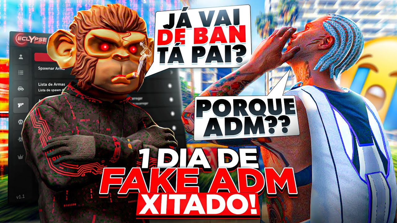 1 DIA DE FAKE ADM XITADO NO FIVEM/GTA RP COM MOD MENU! - ECLYPSE MENU