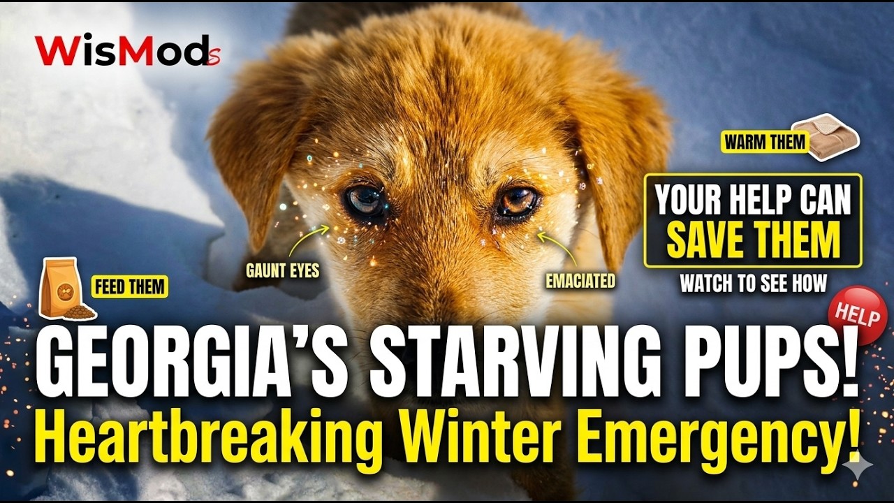 Feeding Stray Dogs in the Cold, Freezing Winter