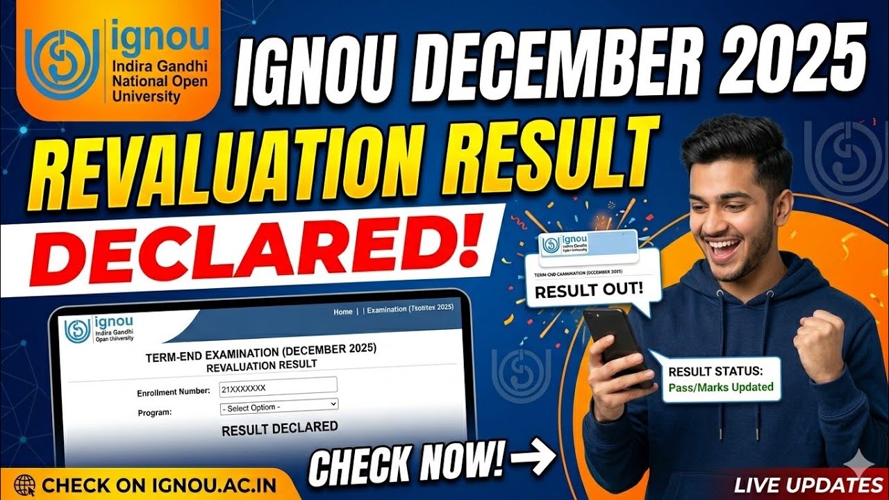 IGNOU Revaluation Result Declared Dec 2025 | IGNOU Normal Result update DEC 2025 check now