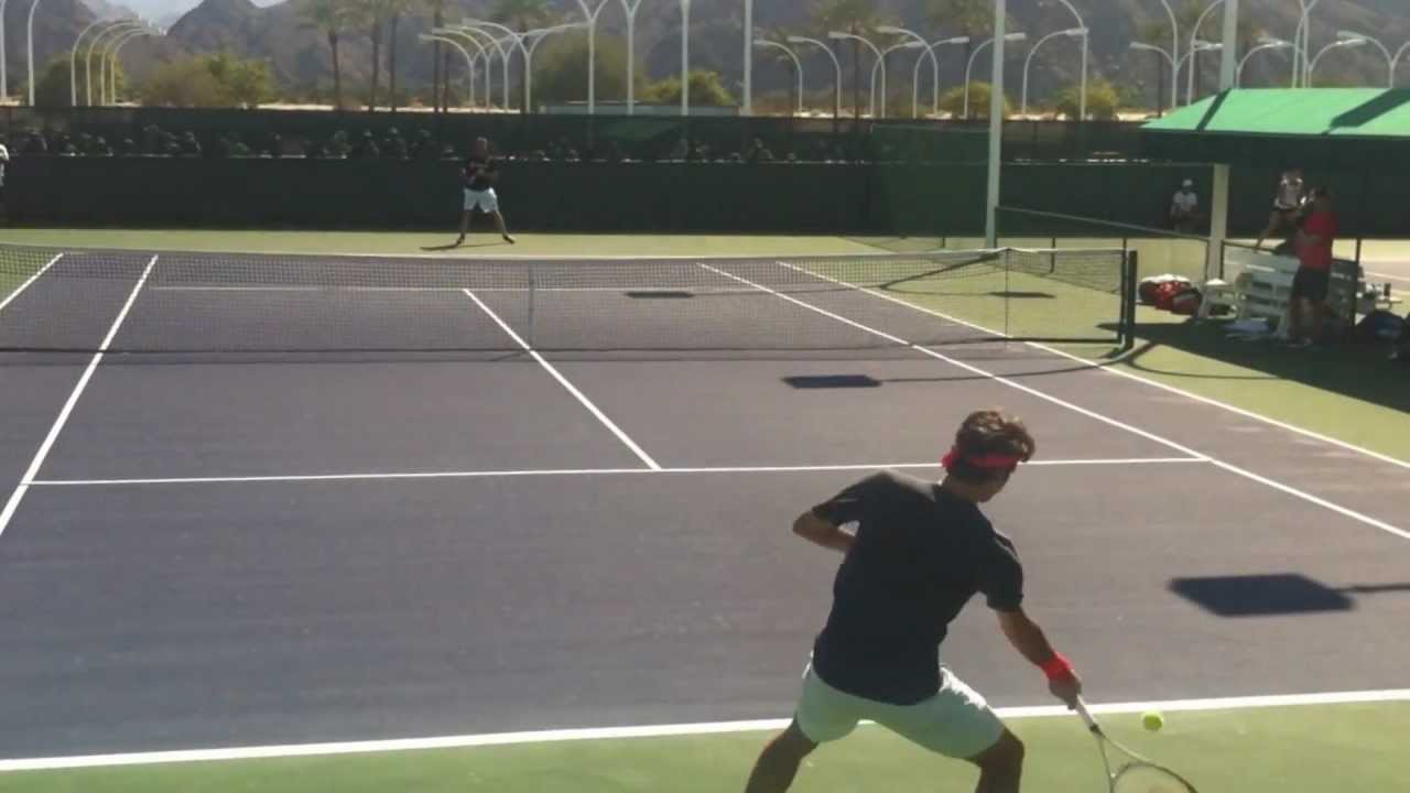 Federer and Fish Practice at Indian Wells 2013