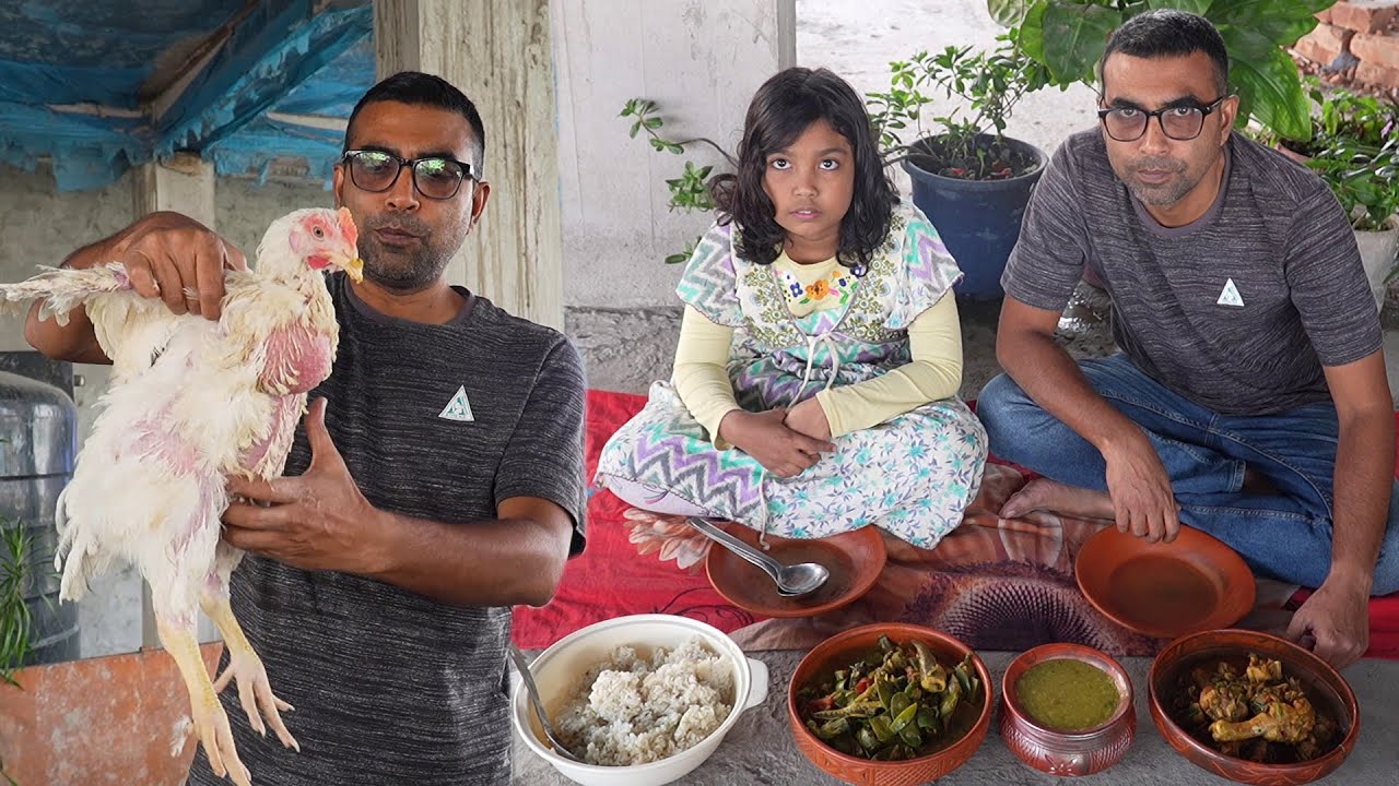 বিলের মাছ আর বাড়ীর পালা মুরগী দিয়ে দুপুরে জমিয়ে খাওয়া দাওয়া | Big Chicken Cooking Tasting