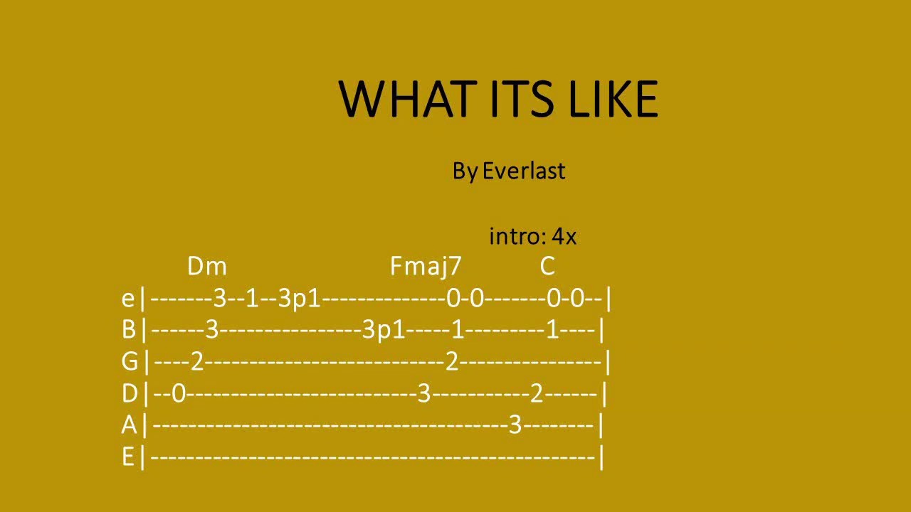 What its like by Everlast  - Easy chords and lyrics