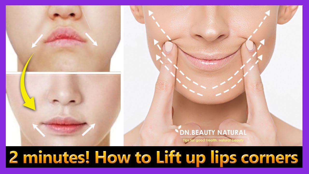 2 minutes! How to Lift up lips corners, Fix Droopy Mouth Corners, smile line and sagging cheeks.