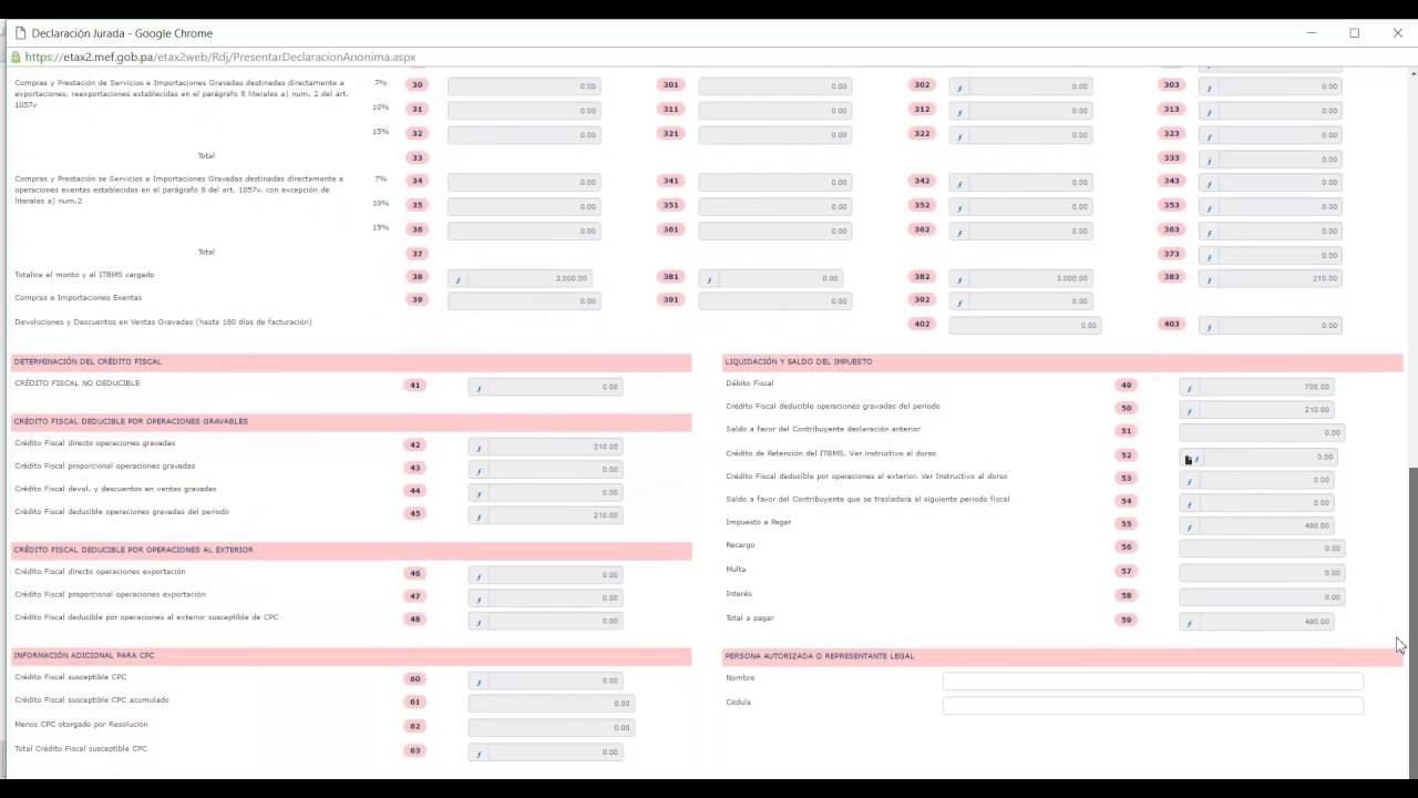 Hacer un borrador de declaración de ITBMS en el nuevo Etax2.....