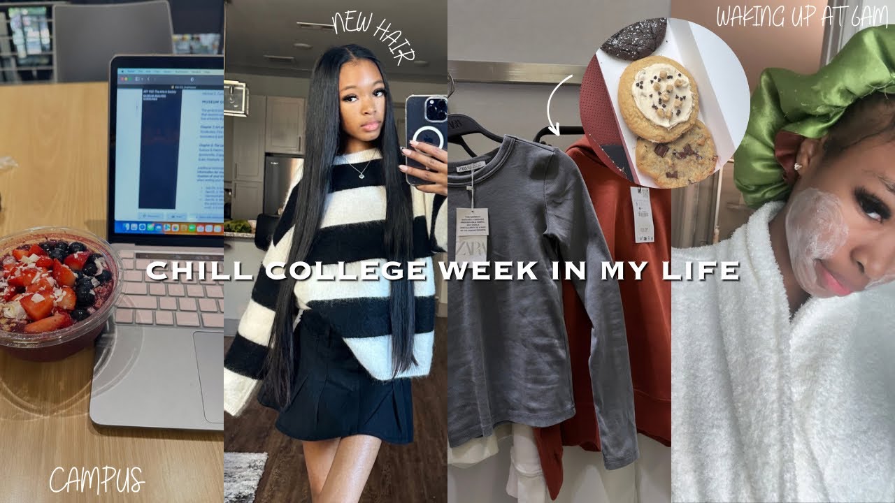 chill college week in my life ✰: waking up at 6am, campus, hair appt, cooking, grwm + more