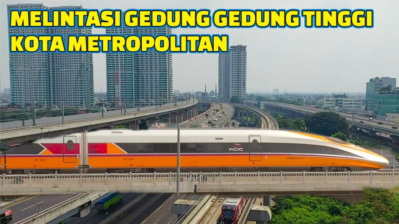 WUZzzz !! MOMEN Kereta Cepat Ngebut Mendekati Halim Melewati Gedung Gedung Tinggi Jakarta