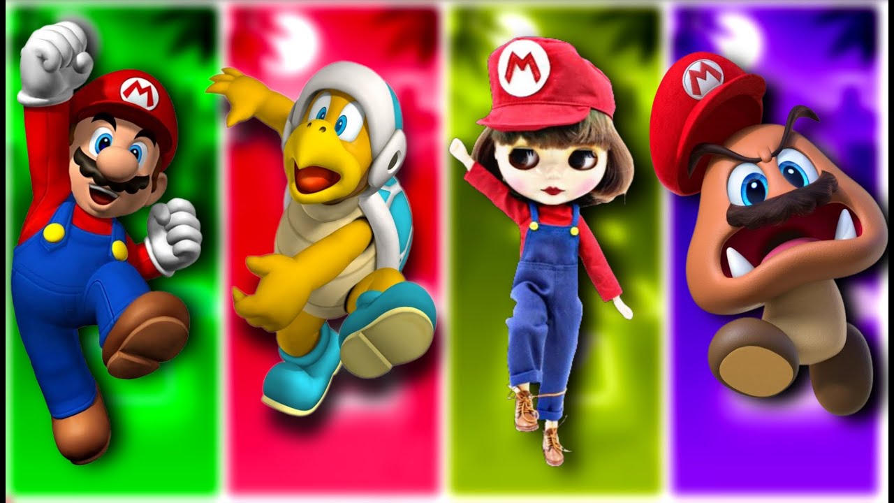 Super Mario version 2025 🎵 Tiles Hop EDM Rush ⭐Mario 🆚The crazy peach 🆚 Princessa 🆚 Gumba