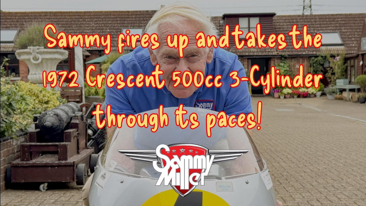 Sammy Miller fires up and puts the 1972 Crescent 500cc 3-Cylinder  motorcycle through its paces!