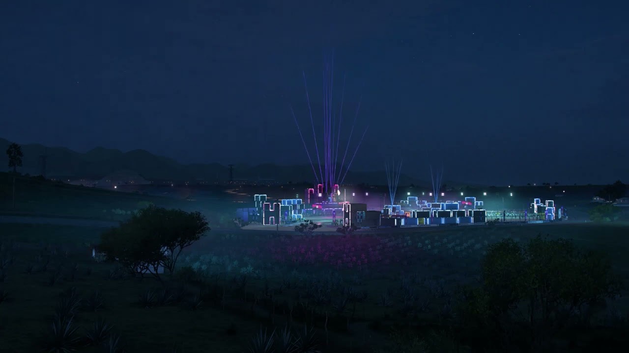 You're relaxing at night near the Horizon Festival