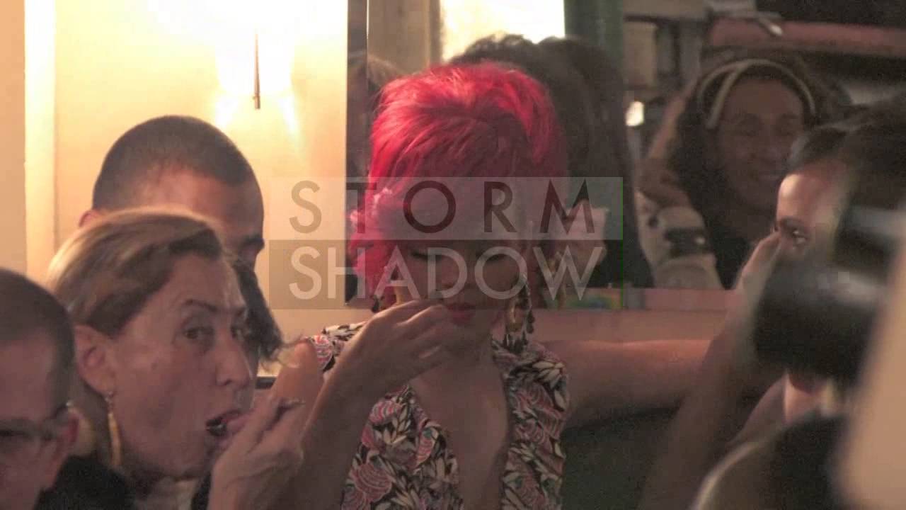 American singer Rihanna and her boyfriend at Chateaubriand Restaurant in Paris