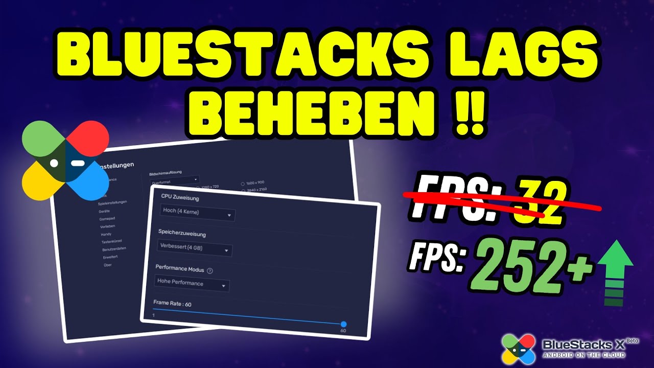 (BLUESTACKS LAGS BEHEBEN!) BlueStacks X - Lags + FPS Boost Guide | German
