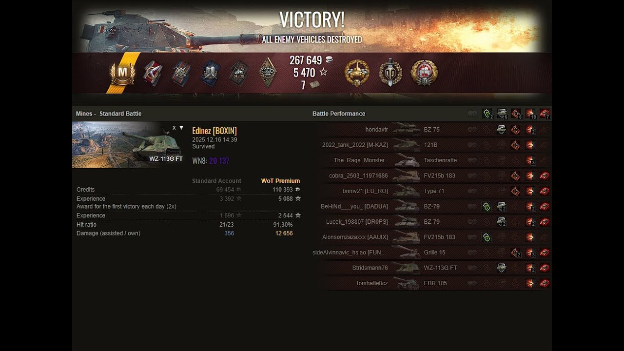 WOT - WZ-113G FT - 7 KILLS 12.6K DAMAGE ACE TANKER - World Of Tanks