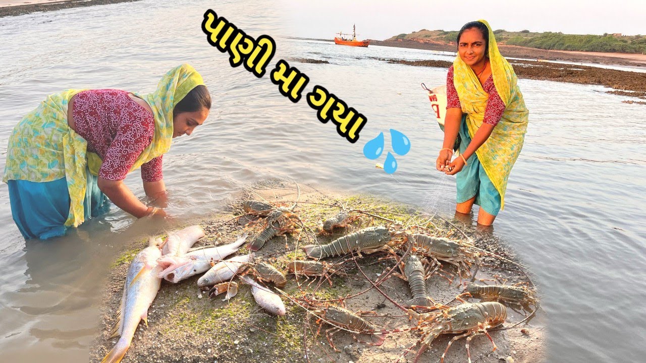 દરીયા મા બોવ અંદર ગયા ટીટમ પકડવા 🦞Lobster pakde 🦞dariyai khedut