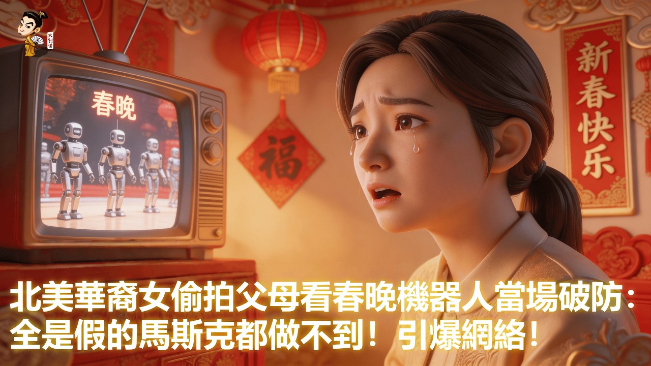 北美華裔女偷拍父母看春晚機器人當場破防：全是假的馬斯克都做不到！引爆網絡！#中國崛起 #移民真相 #海外華人 #移民