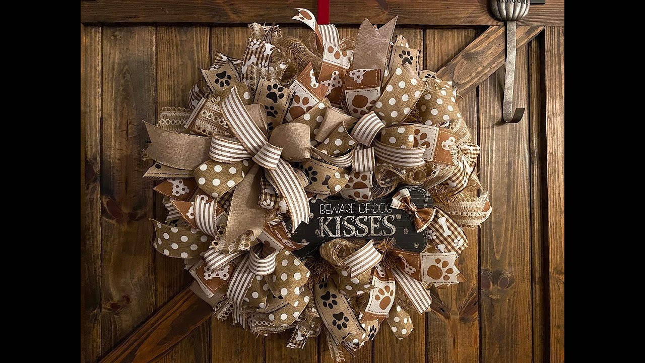 Farmhouse style Dog Wreath woodland ruffle method Tutorial