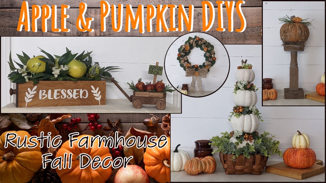 🍂STUNNING APPLE & PUMPKIN DECOR IDEAS FOR FALL!!~Rustic Farmhouse Fall DIYS~Pumpkin Topiary Decor