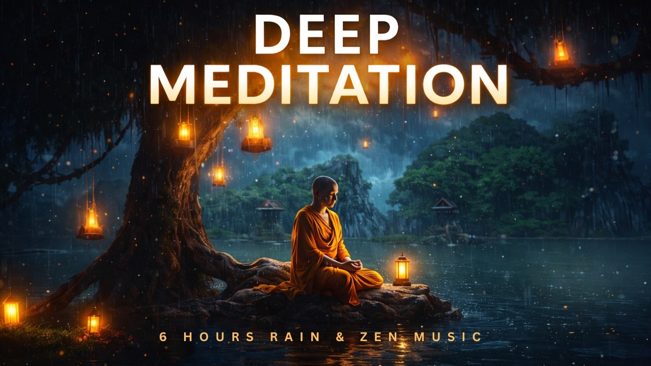 Peaceful Buddha Meditation🌙  | 6 Hours Deep Relaxing Zen Music with Rain  #meditation #relax #zen