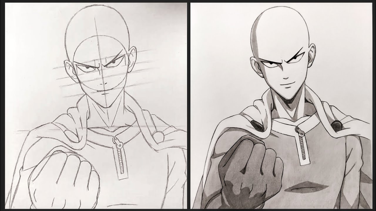 Cara Menggambar SAITAMA - One Punch Man | Cara Gambar Anime - Step by Step