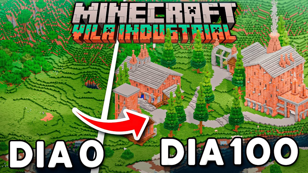 100 DIAS CONSTRUÍNDO uma VILA INDUSTRIAL no MINECRAFT!