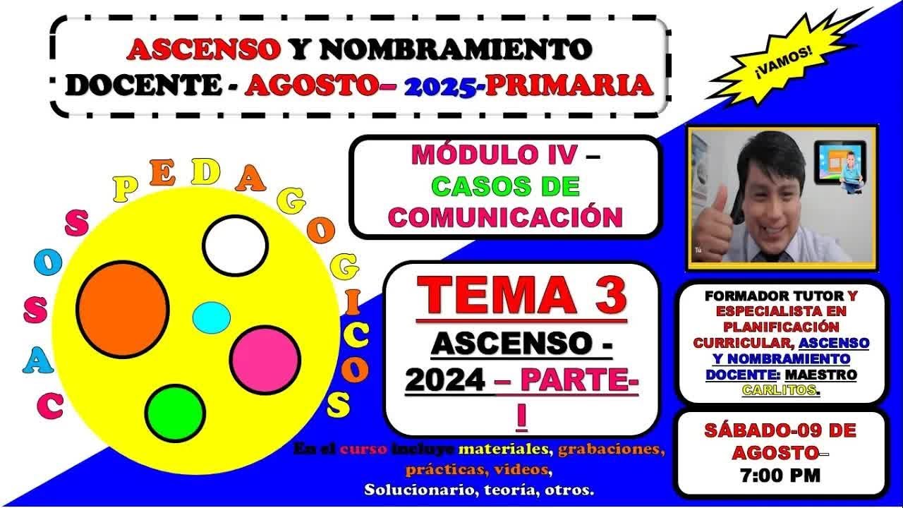 Primaria comunicacion - Tema 03 - ASCENSO I / 09 agosto   Sabado