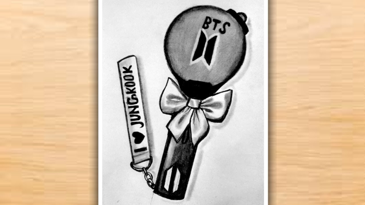 BTS ARMY BOMB DRAWING WITH PENCIL SKETCH | BTS PENCIL SKETCH | BTS 그리기 | BTS PENCIL DRAWING