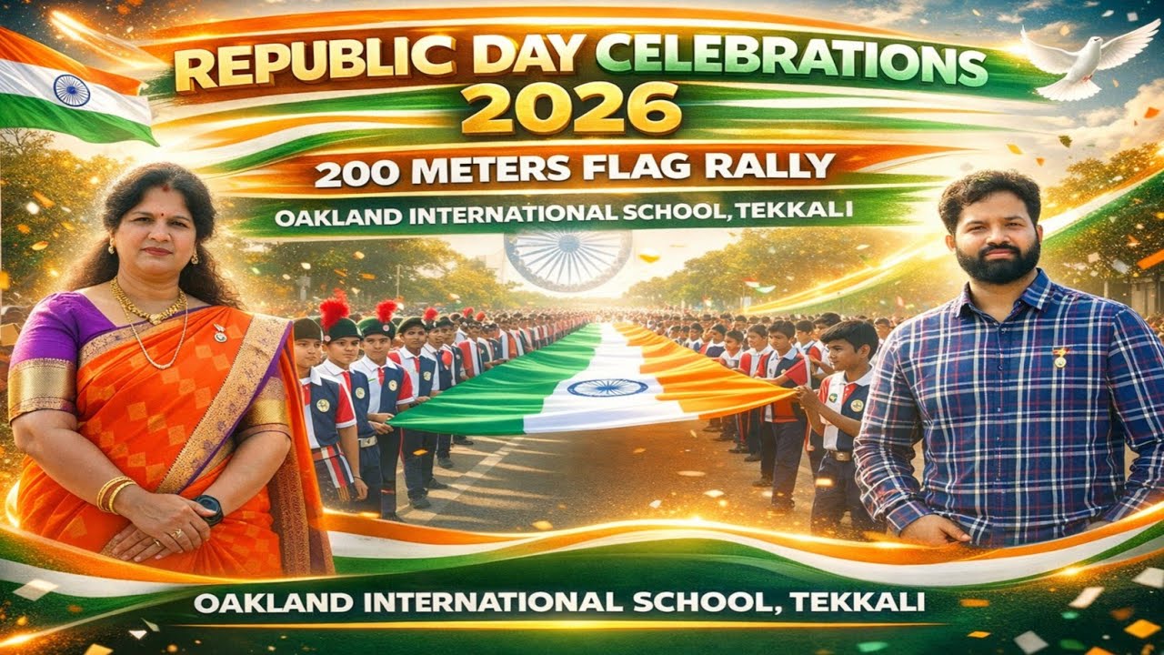 Republic day Celebrations 2026💥200 Meters Flag Rally 💥Oakland International school,Tekkali 