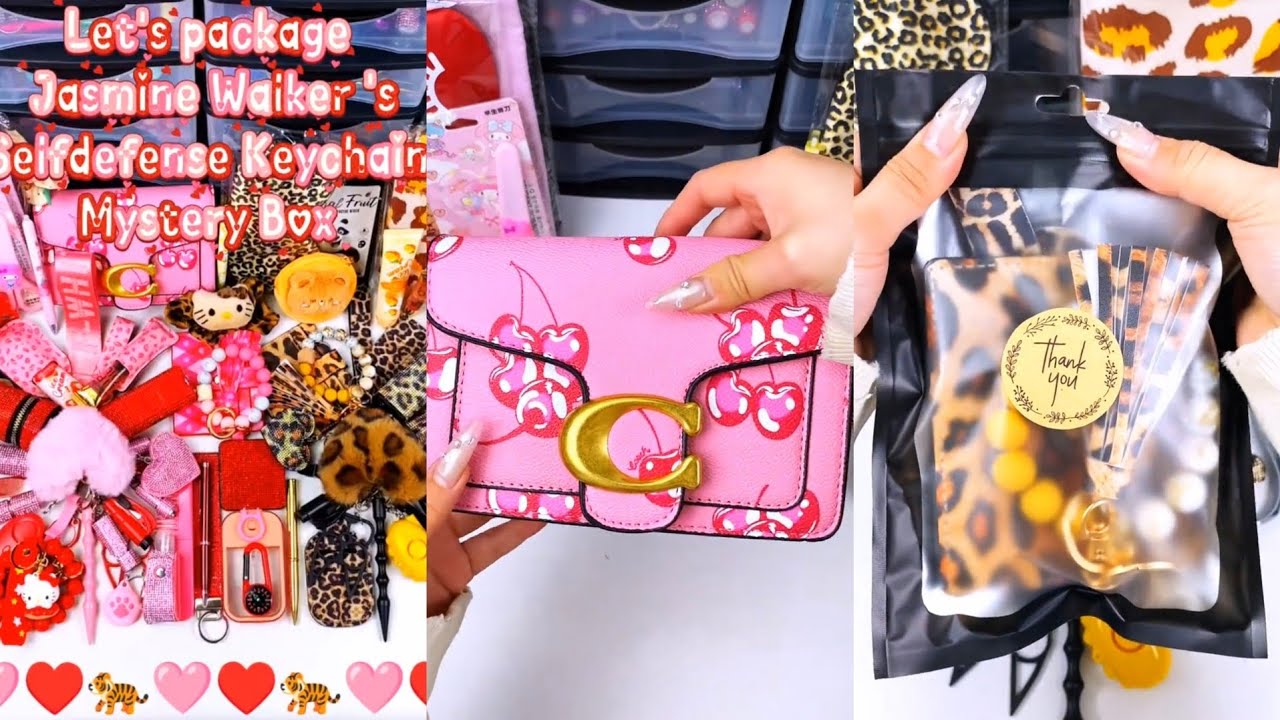 Red/Pink🐆 ‎Huge 40 scoop order packing| Satisfying ASMR| Selfdefense & Cutebag| Enjoy💋 #selfdefense‎