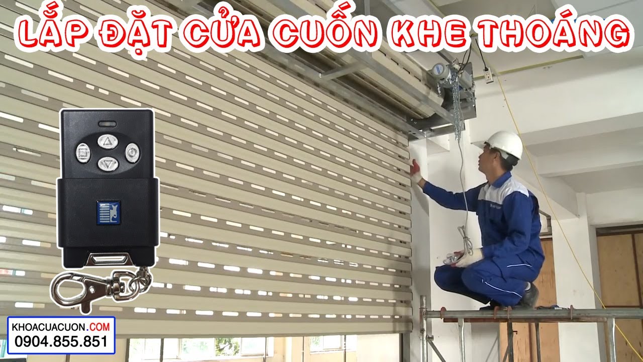 Hướng dẫn quy trình lắp đặt cửa cuốn khe thoáng Austdoor motor xích | www.khoacuacuon.com