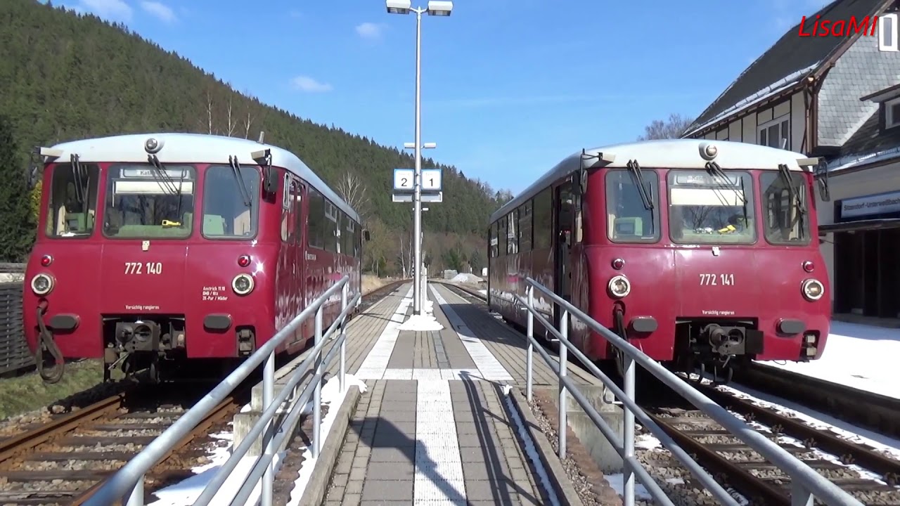 19.03.2018 Schwarzatalbahn, Ferkeltaxi BR772, Oberweißbacher Bergbahn, Cursdorf, Triebwagen BR479