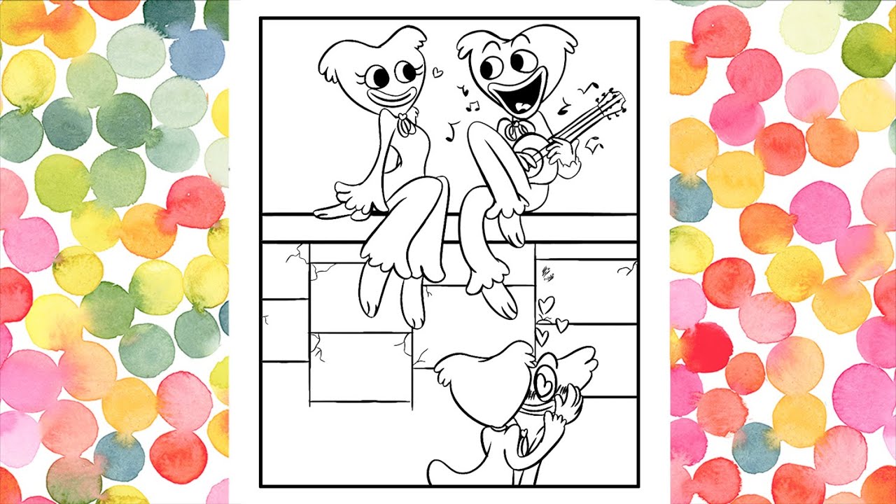 Huggy Wuggy and Kissy Missy in Love/Coloring Page Huggy Wuggy and Kissy Missy/Happy Valentines Day