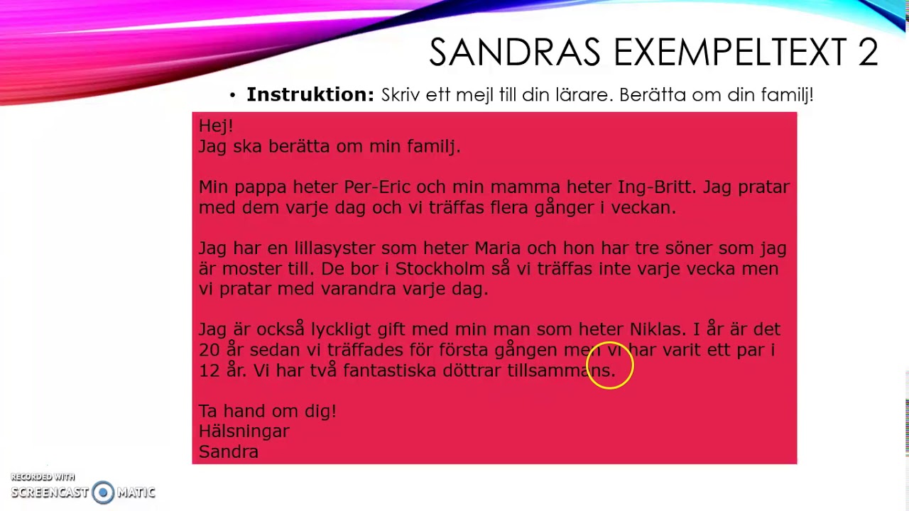 Beskrivande och berättande text, skriva i presens