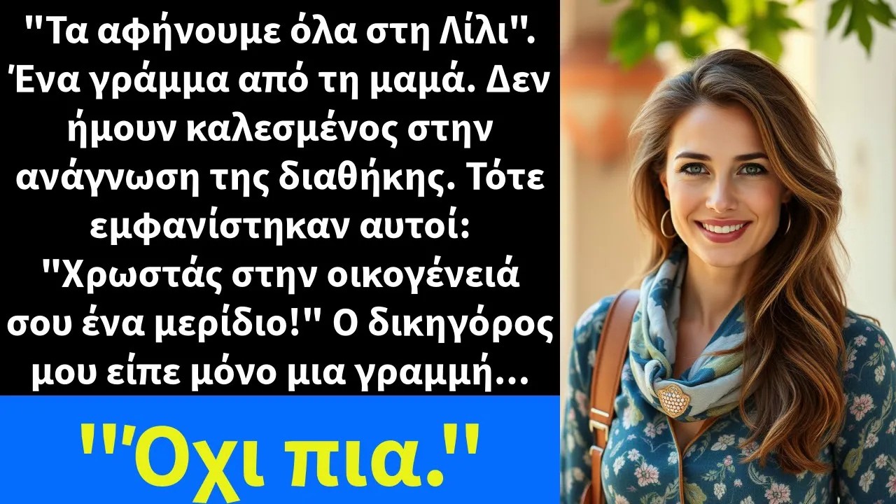 Τα αφήνουμε όλα στη Λίλι  Ένα γράμμα από τη μαμά  Δεν ήμουν καλεσμένος στην ανάγνωση της διαθήκη