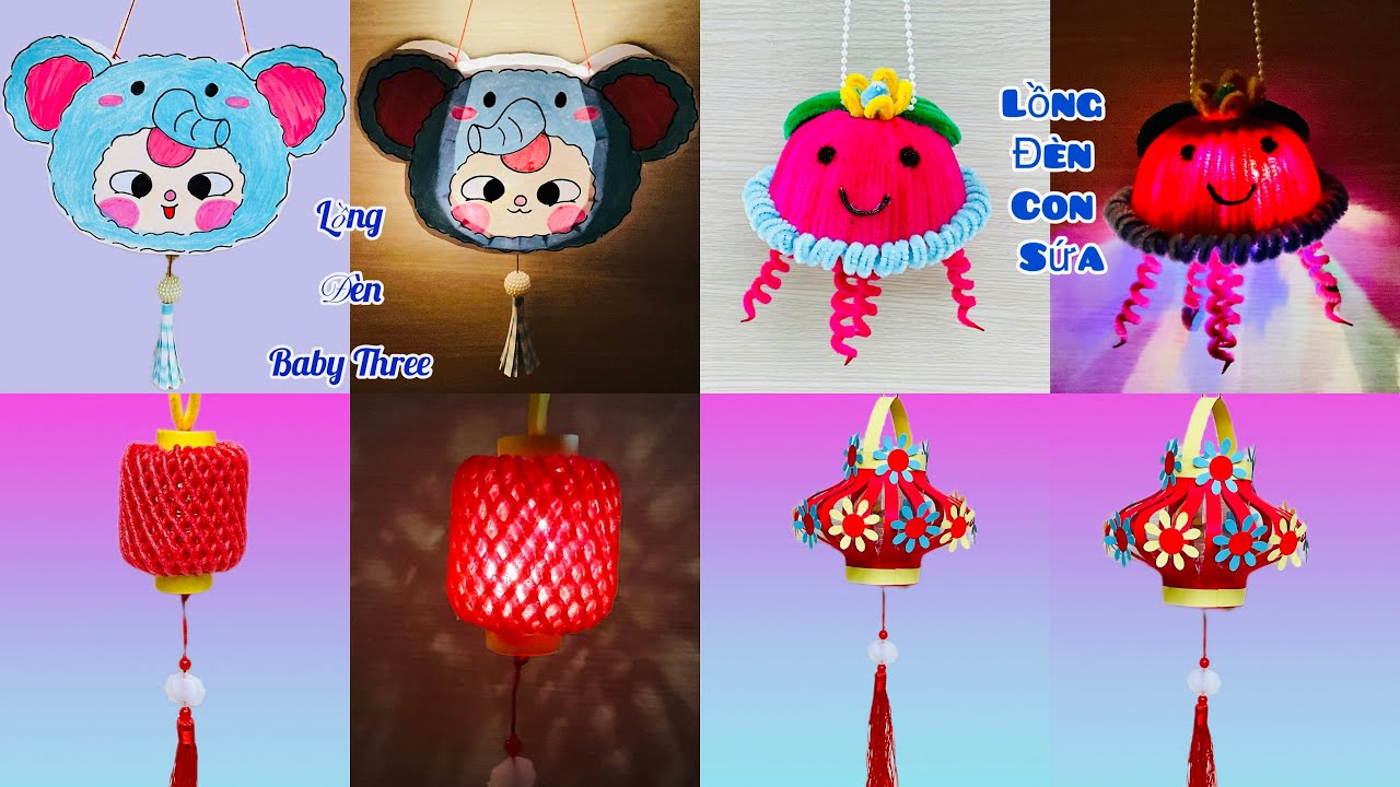 Tổng Hợp 4 Cách Làm Lồng Đèn Trung Thu Đơn Giản | Lồng Đèn Baby Three | Sáng Tạo Thủ Công