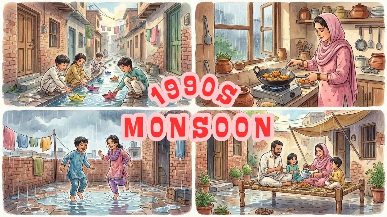 90s Monsoon Memories 🌧️ Paper Boats & Power Cut | Ghibli Style ASMR | Nostalgia