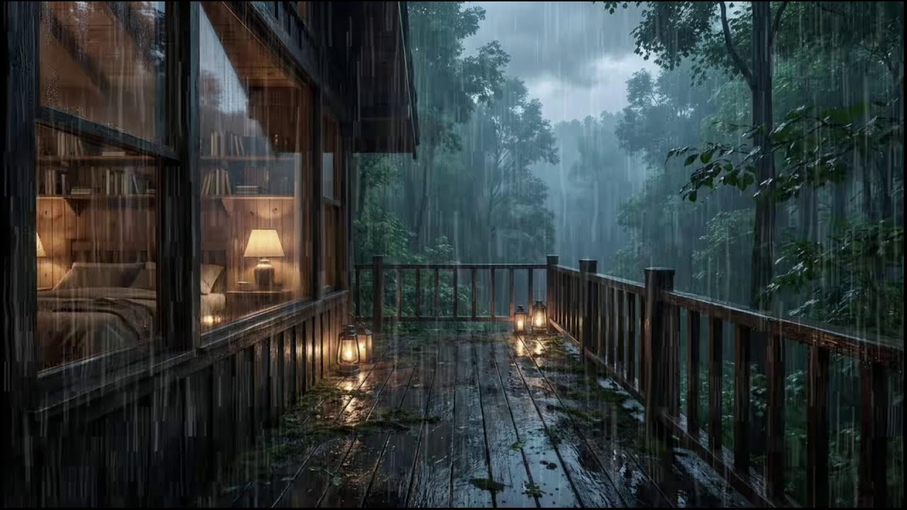 Relaxing Rain Ambience at a Forest Cabin 🌧 Soft Rain Sounds for Deep Sleep