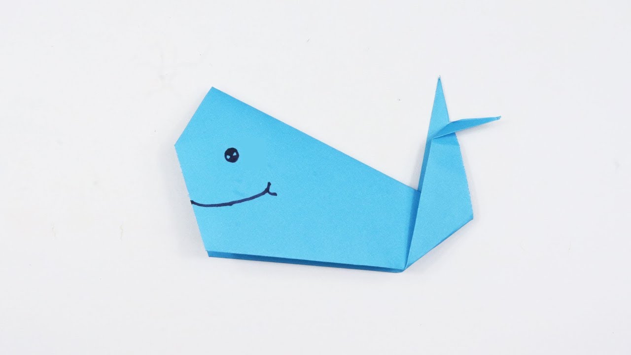 How to make a Paper Whale - Easy Origami Whale instructions - DIY Paper Animal Crafts