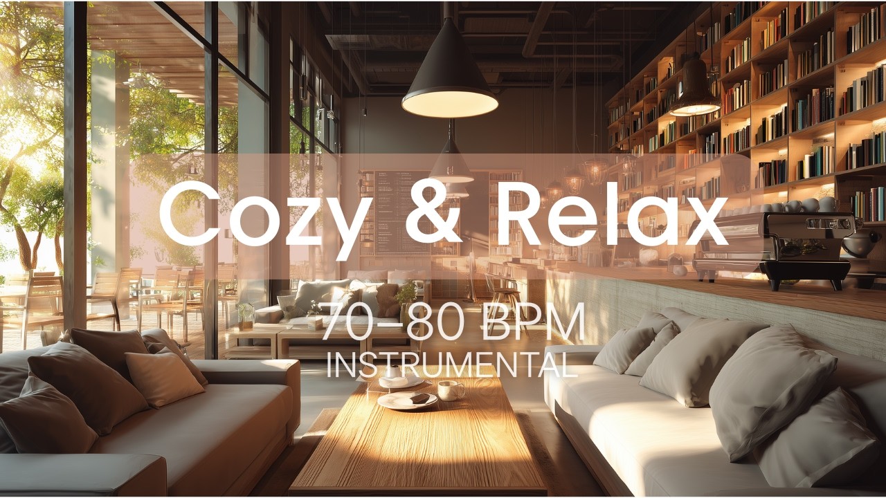Cozy Coffee house with chill and calm instrumental music for relaxing, reading, and working