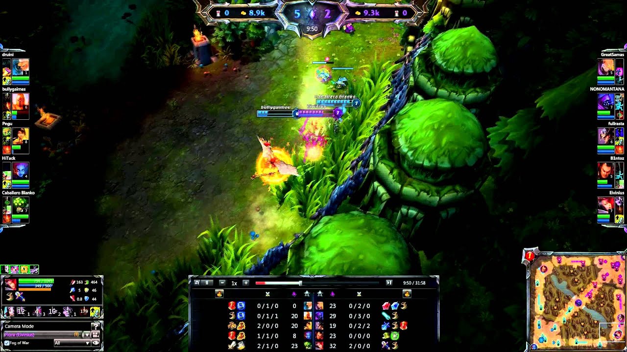 League Of Legends Fiora double kill 1v2 Level 7