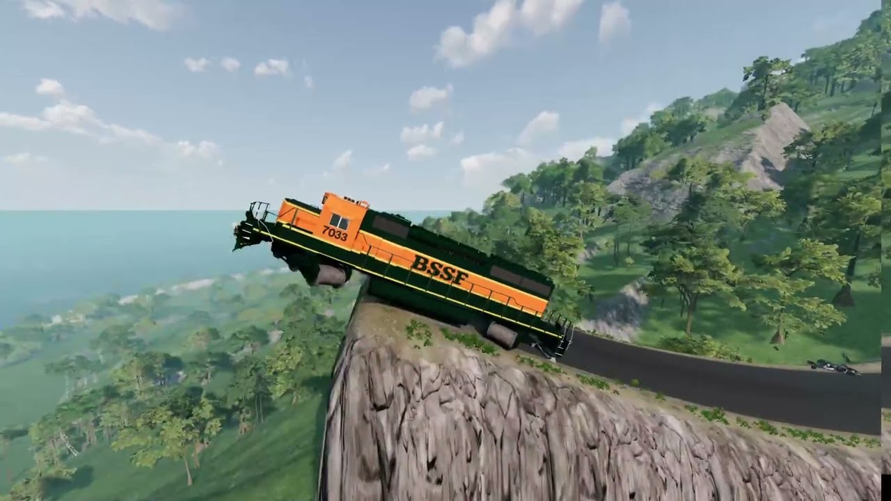 Train jump from down to high hills #beamngdrive