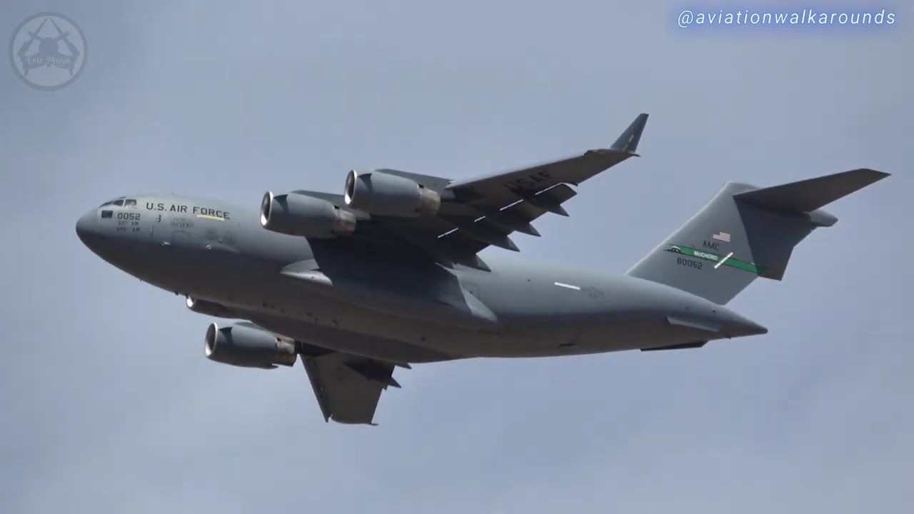Огромный «рабочий конь» ВВС США, Boeing C-17 Globemaster III в действии #авиация #военнаяслужба