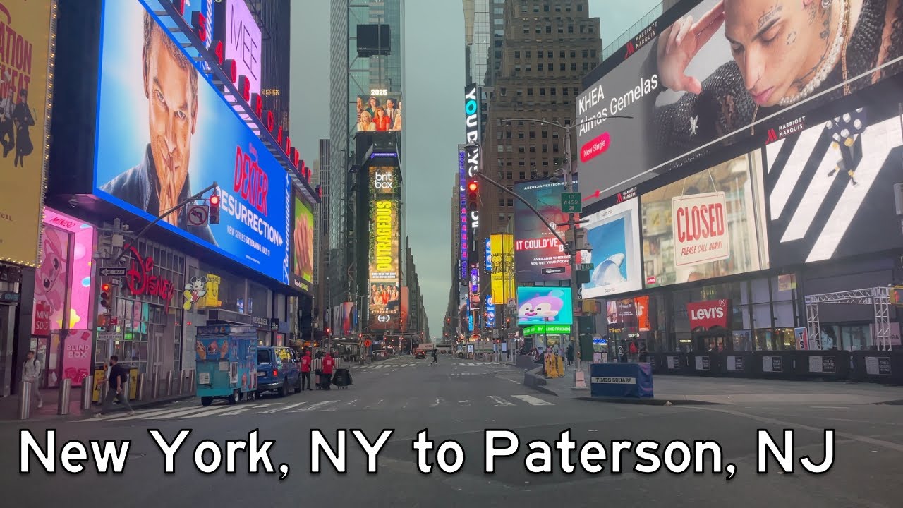 4K NYC Driving: Grand Central Terminal: Midtown, Manhattan to Paterson Falls, NJ via Lincoln Tunnel